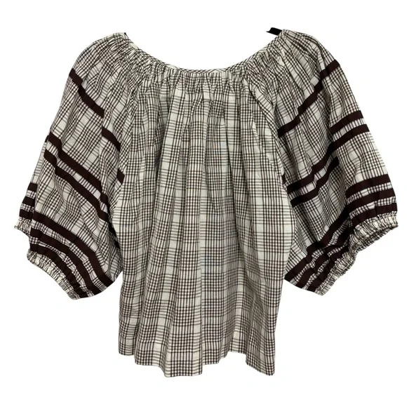 Loeffler Randall Linen Cotton Chocolate Brown Plaid Skit Set - Size L - Picture 5 of 15